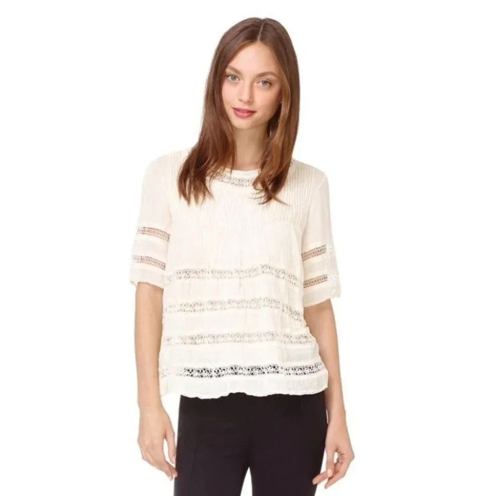 Aritzia Wilfred Beaudry Babydoll Blouse top Short SleevePeasant Cream Size XS - Picture 7 of 16
